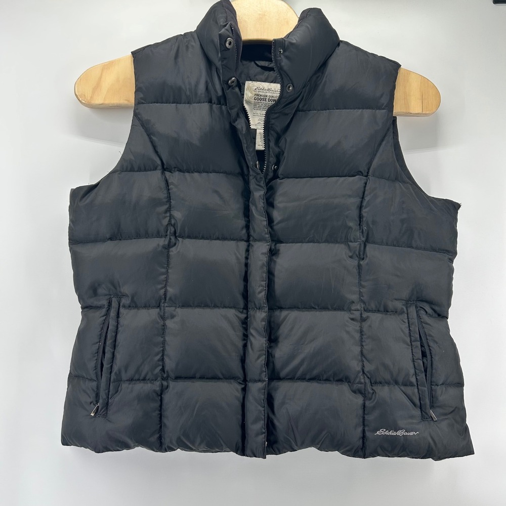 Eddie Bauer Puffer Vest Mens XXL Black Goose Down Quilted Winter Outdoor Gear